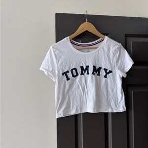 Tommy Hilfiger White and Navy Crop Tee